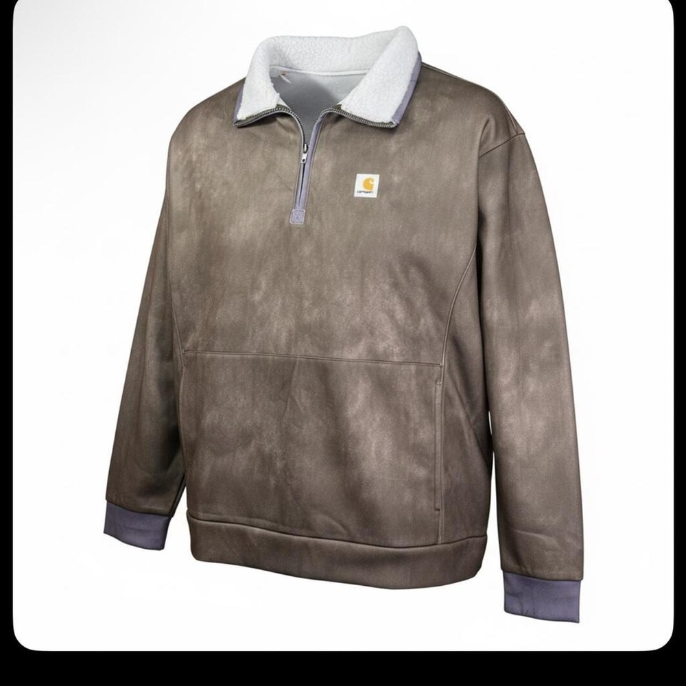 Carhartt Brown Quarter Zip Sweatshirt Pull Over Mens Large